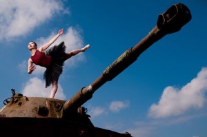 ballet dancer on a tank