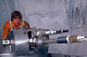 luke skywalker manning a laser cannon on hoth