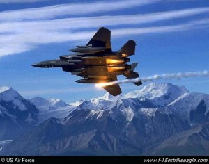 f-15 strike eagle launching flare