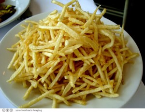 shoestring fries on a plate