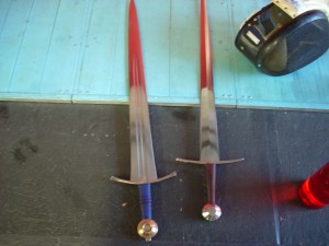 swords turned red from refelctions