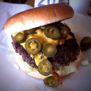 cheeseburger smothered in hot peppers