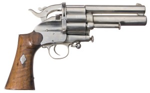 lemat later model chambered for cartridge ammunition, and using a loading gate