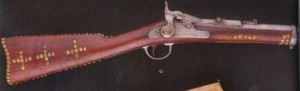 musket with brass tacks in stock