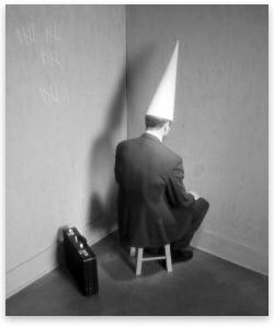 man in dunce cap