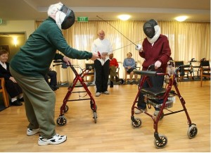 pensioners in fencing gear