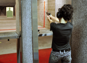 handgun at moment of firing